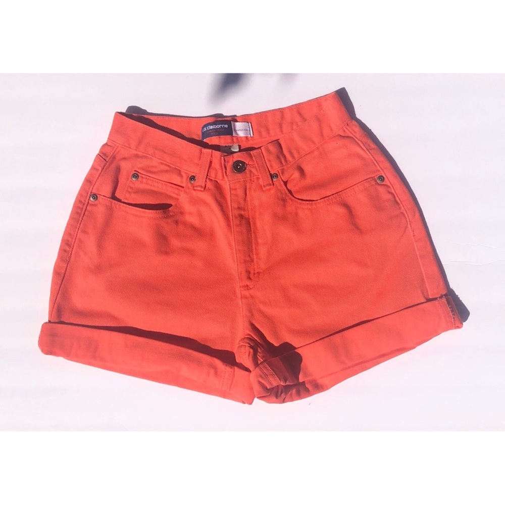 Vintage high waist coral cropped jean shorts sz 6
